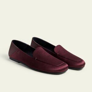 Silk Leather Loafers - burgundy